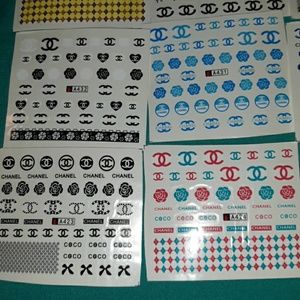 NEW 12 Sheets of Water Nail Decals Designer Logos